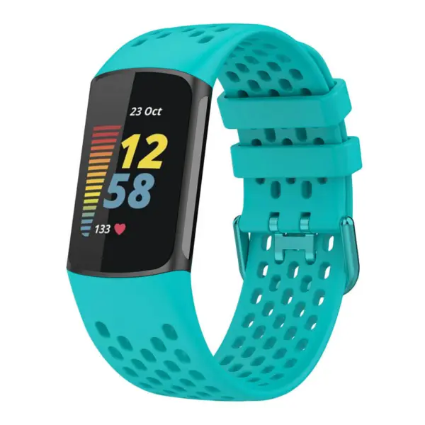 Fb.r71.5b Main Aqua StrapsCo Rubber Sport Band For Fitbit Charge 5 Silicone Strap