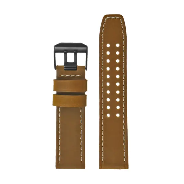 Lmx1.17.mb Vintage Leather Strap In Biege With Matte Black Buckle 2