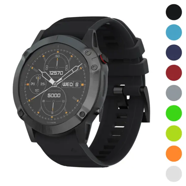 G.r46.1 Gallery Black StrapsCo QuickFit 26 Silicone Rubber Watch Band Strap For Garmin Fenix 6X
