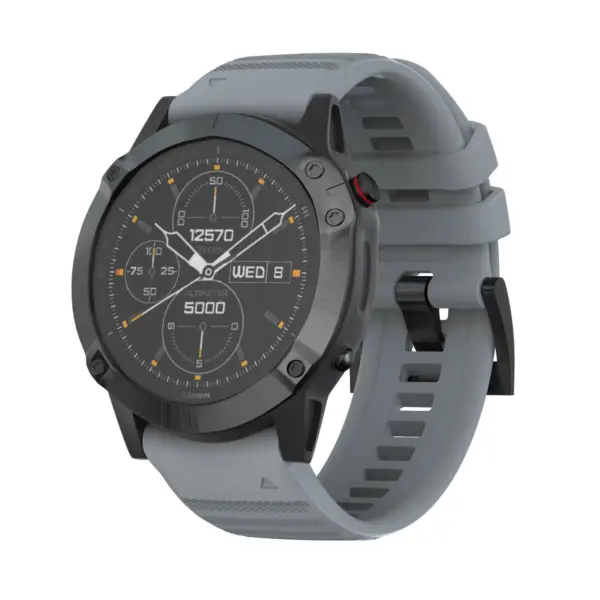 G.r46.7 Main Grey StrapsCo QuickFit 26 Silicone Rubber Watch Band Strap For Garmin Fenix 6X