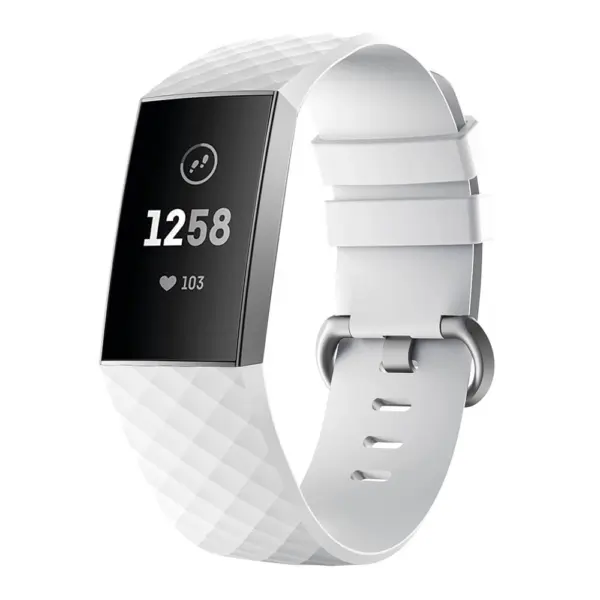 Fb.r32.22 Front White Silicone Rubber Replacement Watch Band Strap For Fitbit Charge 3