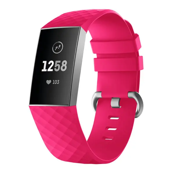 Fb.r32.13a Front Rose Silicone Rubber Replacement Watch Band Strap For Fitbit Charge 3
