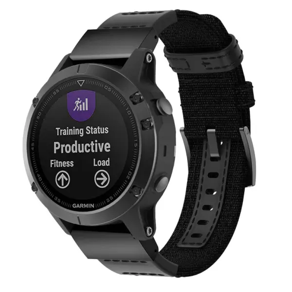 G.ny2.1 Main Black StrapsCo QuickFit 22 Canvas Watch Band Strap For Garmin Fenix 5