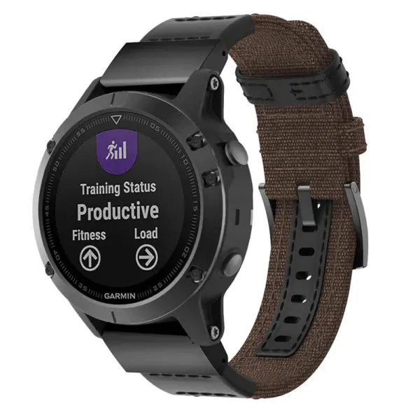 G.ny2.2 Main Brown StrapsCo QuickFit 22 Canvas Watch Band Strap For Garmin Fenix 5
