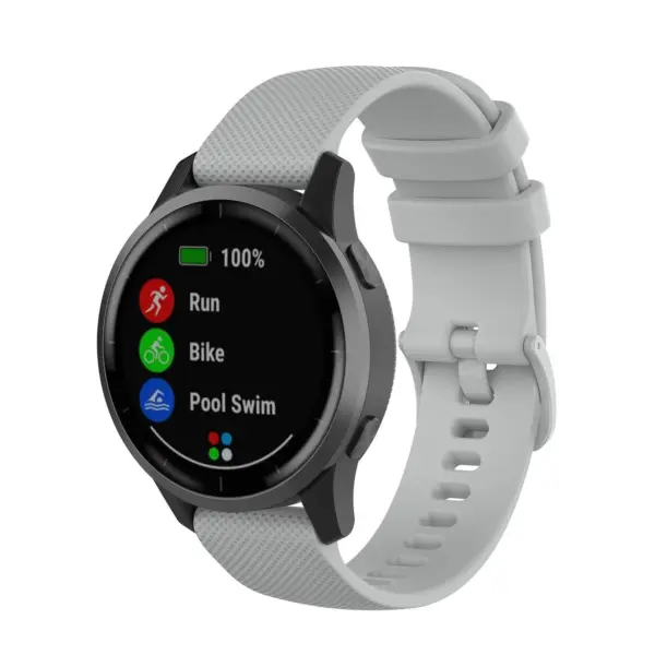 G.r43.7 Main Grey StrapsCo Silicone Rubber Watch Band Strap For Garmin Vivoactive 4