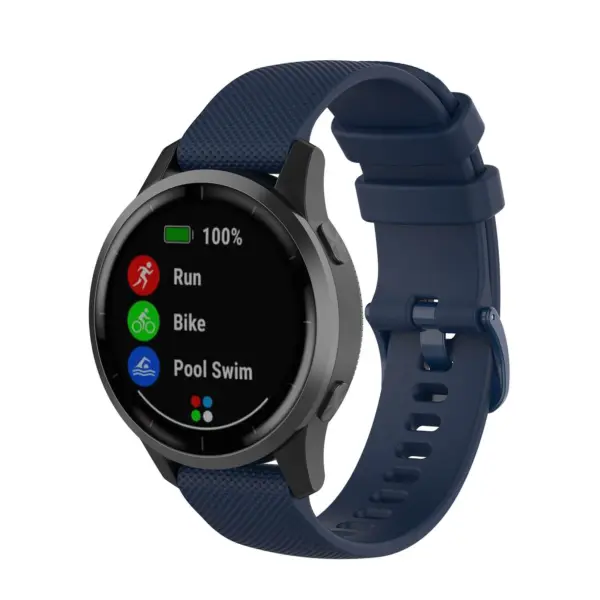 G.r43.5 Main Navy Blue StrapsCo Silicone Rubber Watch Band Strap For Garmin Vivoactive 4