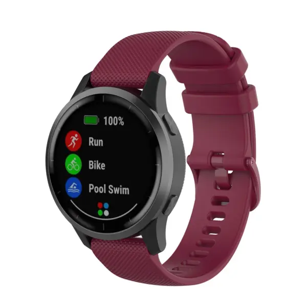 G.r43.6 Main Wine Red StrapsCo Silicone Rubber Watch Band Strap For Garmin Vivoactive 4