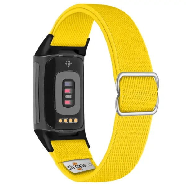 ny100.10.mb Back Yellow StrapsCo Nylon Stretch Watch Band Strap For Fitbit Charge 5 and Fitbit Charge 6