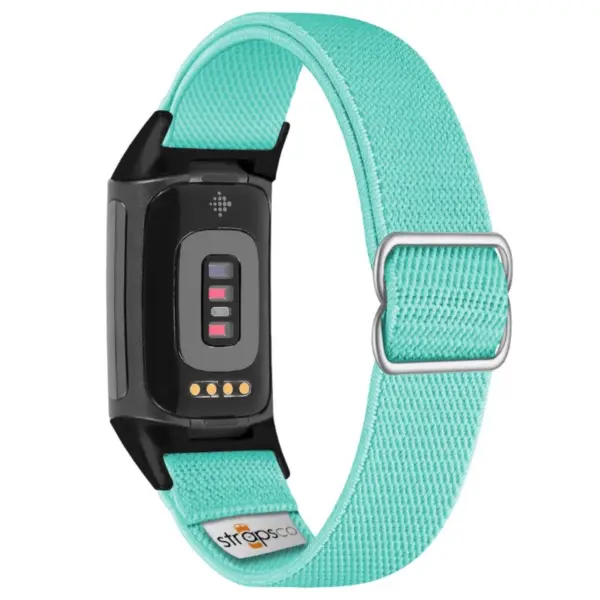 ny100.11b.mb Back Mint Green StrapsCo Nylon Stretch Watch Band Strap For Fitbit Charge 5 and Fitbit Charge 6