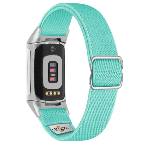 ny100.11b.ss Back Mint Green StrapsCo Nylon Stretch Watch Band Strap For Fitbit Charge 5 and Fitbit Charge 6