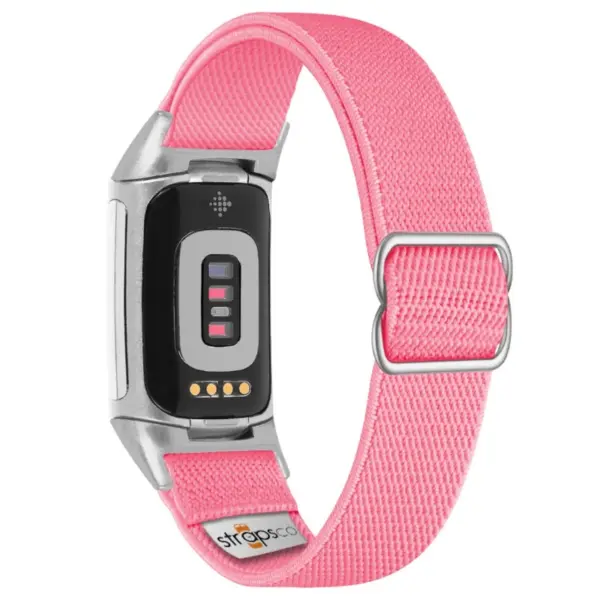 ny100.13.ss Back Pink StrapsCo Nylon Stretch Watch Band Strap For Fitbit Charge 5 and Fitbit Charge 6