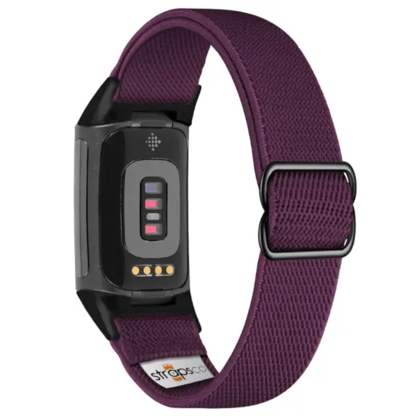 ny100.18.mb Back Purple StrapsCo Nylon Stretch Watch Band Strap For Fitbit Charge 5 and Fitbit Charge 6