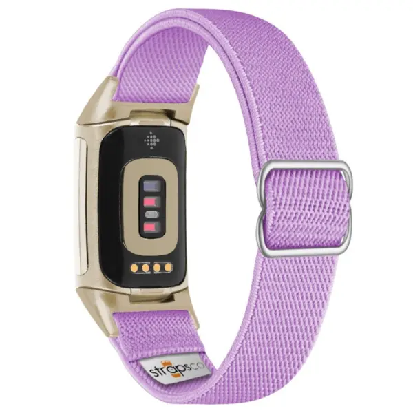 ny100.18b.cg Back Lavender StrapsCo Nylon Stretch Watch Band Strap For Fitbit Charge 5 and Fitbit Charge 6