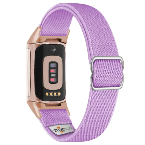 ny100.18b.rg Back Lavender StrapsCo Nylon Stretch Watch Band Strap For Fitbit Charge 5 and Fitbit Charge 6