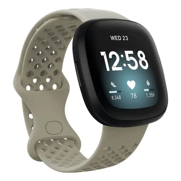 fb.r53.7 Main Grey StrapsCo Perforated Silicone Rubber Infinity Watch Band Strap for Fitbit Versa 3 Fitbit Sense