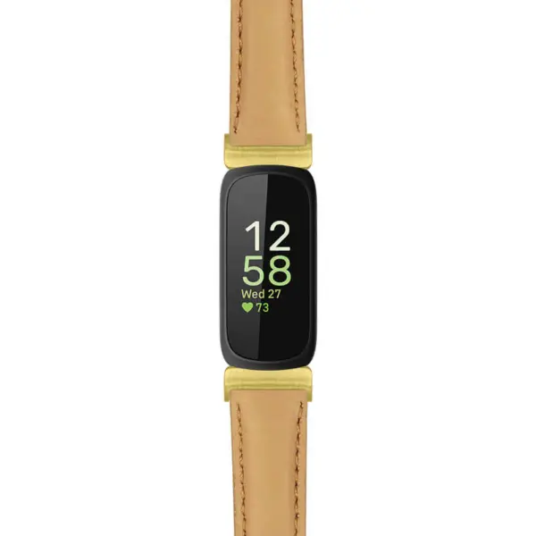 fb.in3.st19 Main Beige StrapsCo Womens Smooth Leather Gold Adapter Watch Band Strap 14mm