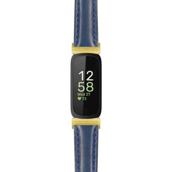fb.in3.st19 Main Blue StrapsCo Womens Smooth Leather Gold Adapter Watch Band Strap 14mm