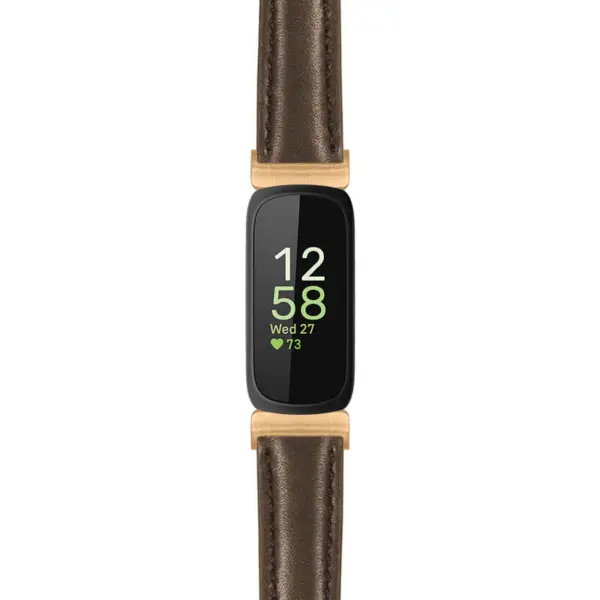 fb.in3.st19 Main Brown StrapsCo Womens Smooth Leather Rose Gold Adapter Watch Band Strap 14mm