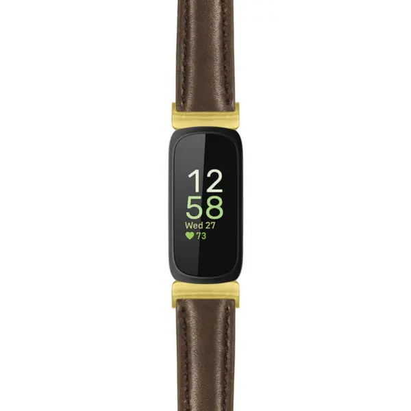 fb.in3.st19 Main Brown StrapsCo Womens Smooth Leather Gold Adapter Watch Band Strap 14mm