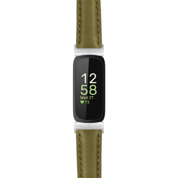 st19 Dark Green Main StrapsCo Everyday Leather Watch Band Strap For Fitbit Inspire 3