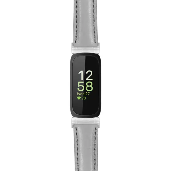 st19 Grey Main StrapsCo Everyday Leather Watch Band Strap For Fitbit Inspire 3