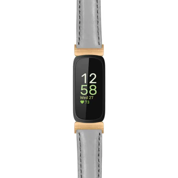fb.in3.st19 Main Grey StrapsCo Womens Smooth Leather Rose Gold Adapter Watch Band Strap 14mm