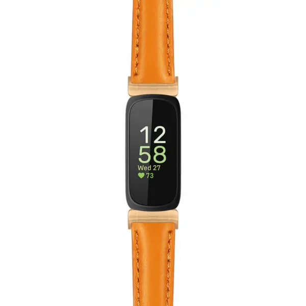 fb.in3.st19 Main Orange StrapsCo Womens Smooth Leather Rose Gold Adapter Watch Band Strap 14mm