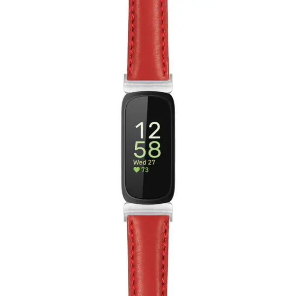 st19 Red Main StrapsCo Everyday Leather Watch Band Strap For Fitbit Inspire 3