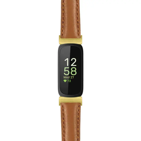 fb.in3.st19 Main Tan StrapsCo Womens Smooth Leather Gold Adapter Watch Band Strap 14mm