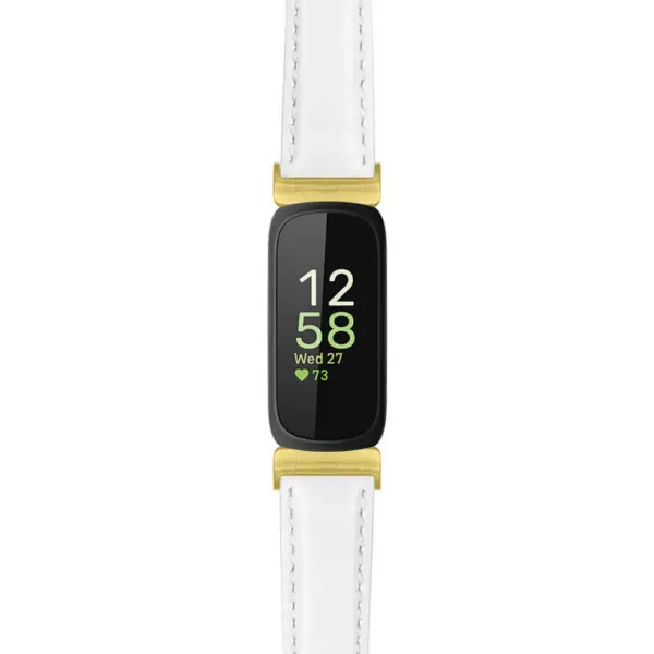 fb.in3.st19 Main White StrapsCo Womens Smooth Leather Gold Adapter Watch Band Strap 14mm