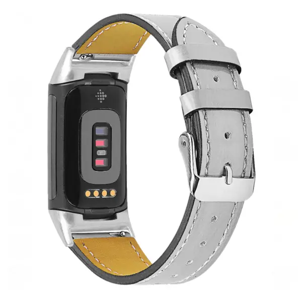 Fb.l46.7a Main Silver StrapsCo Genuine Leather Band For Fitbit Charge 5