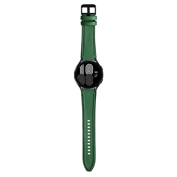 s.l1.11a Main Forest Green StrapsCo Genuine Leather Silicone Hybrid Strap for Samsung Galaxy Watch 4 Rubber Band