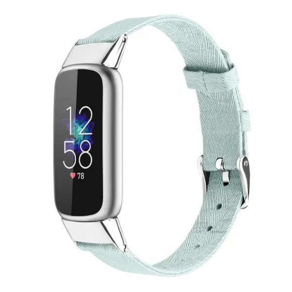 fb.ny37.5 Angle Silver Blue StrapsCo Canvas Strap for Fitbit Luxe Nylon Canvas Strap Band