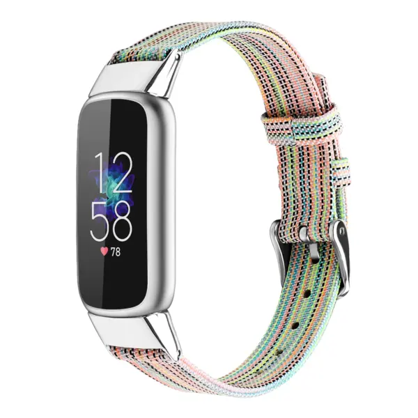 fb.ny37.123 Angle Spring Rainbow StrapsCo Canvas Strap for Fitbit Luxe Nylon Canvas Strap Band