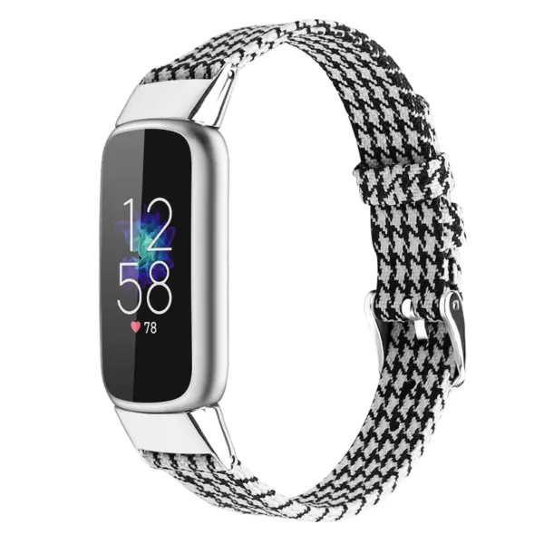 fb.ny37.1.22 Angle Houndstooth StrapsCo Canvas Strap for Fitbit Luxe Nylon Canvas Strap Band