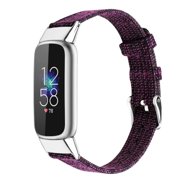 fb.ny37.18 Angle Dark Purple StrapsCo Canvas Strap for Fitbit Luxe Nylon Canvas Strap Band