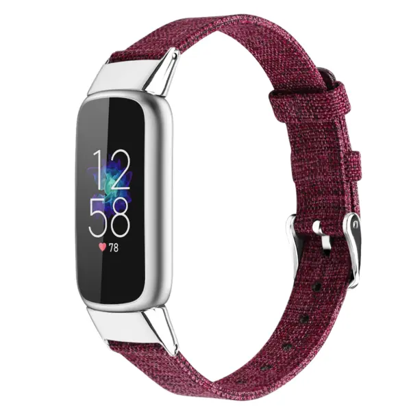 fb.ny37.18b Angle Sangria StrapsCo Canvas Strap for Fitbit Luxe Nylon Canvas Strap Band