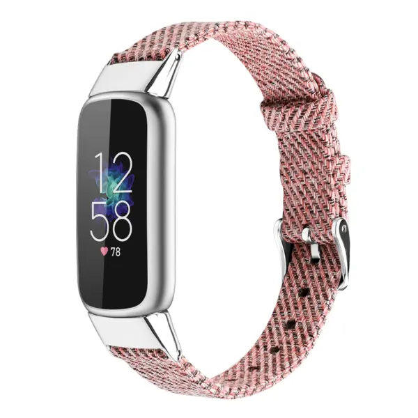 fb.ny37.13a Angle Pink Pattern StrapsCo Canvas Strap for Fitbit Luxe Nylon Canvas Strap Band