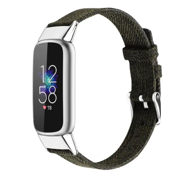 fb.ny37.11 Angle Dark Green StrapsCo Canvas Strap for Fitbit Luxe Nylon Canvas Strap Band