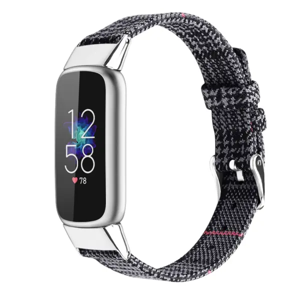 fb.ny37.1.7 Angle Pink Black StrapsCo Canvas Strap for Fitbit Luxe Nylon Canvas Strap Band