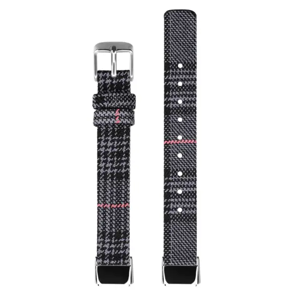 fb.ny37.1.7 Upright Pink Black StrapsCo Canvas Strap for Fitbit Luxe Nylon Canvas Strap Band