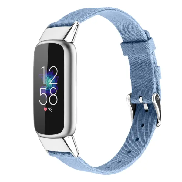 fb.ny37.5c Angle Sky Blue StrapsCo Canvas Strap for Fitbit Luxe Nylon Canvas Strap Band