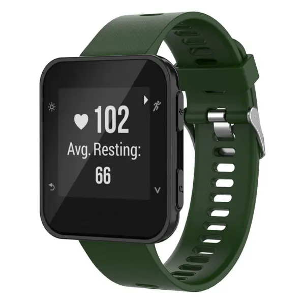 G.r44.11 Main Green StrapsCo Silicone Rubber Watch Band Strap For Garmin Forerunner 30 & 35