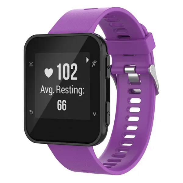 G.r44.18 Main Purple StrapsCo Silicone Rubber Watch Band Strap For Garmin Forerunner 30 & 35