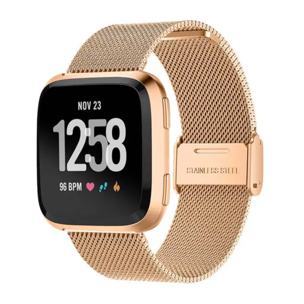 Fb.m54.rg Main Rose Gold StrapsCo Milanese Mesh Stainless Steel Watch Band Strap For FitBit Versa