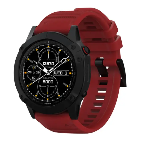 G.r47.6 Main Red StrapsCo QuickFit 22 Silicone Rubber Watch Band Strap For Garmin Fenix 6