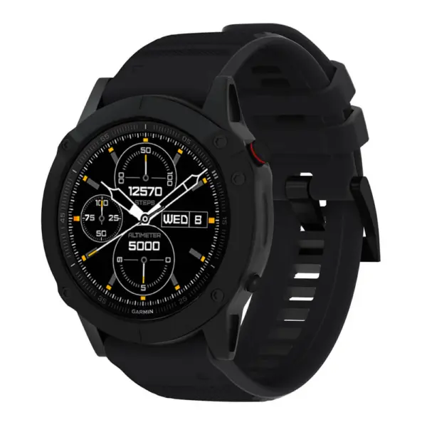 G.r47.1 Main Black StrapsCo QuickFit 22 Silicone Rubber Watch Band Strap For Garmin Fenix 6