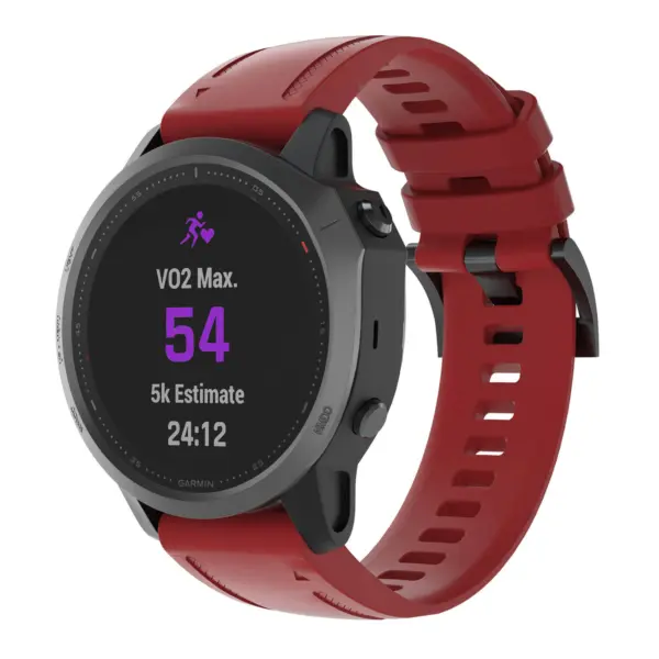 G.r52.6 Main Red StrapsCo QuickFit 20 Silicone Rubber Watch Band Strap For Garmin Fenix 6S
