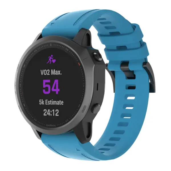 G.r52.5 Main Blue StrapsCo QuickFit 20 Silicone Rubber Watch Band Strap For Garmin Fenix 6S